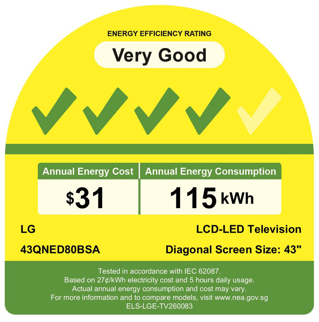 LG 43QNED80BSA.ATC 4K QNED evo Smart TV(43 Inch)Energy Efficiency Class 4)