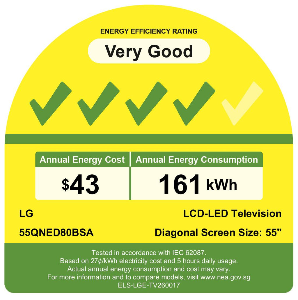 LG 55QNED80BSA.ATC 4K QNED evo Smart TV(55 Inch)Energy Efficiency Class 4)