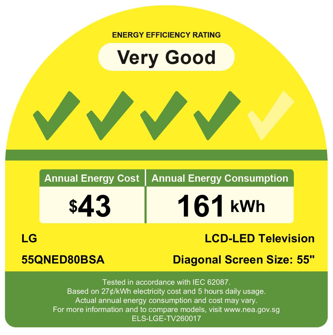 LG 55QNED80BSA.ATC 4K QNED evo Smart TV(55 Inch)Energy Efficiency Class 4)