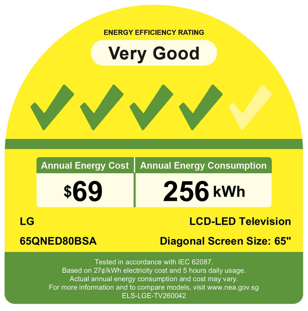 LG 65QNED80BSA.ATC  4K QNED evo Smart TV(65 Inch)Energy Efficiency Class 4)
