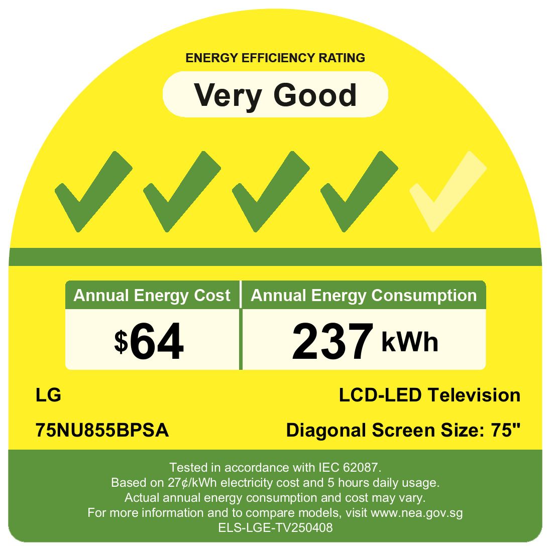 LG 75NU855BPSA.ATC Nano 4K UHD SMART TV(75 Inch)(Energy Efficiency Class 4)