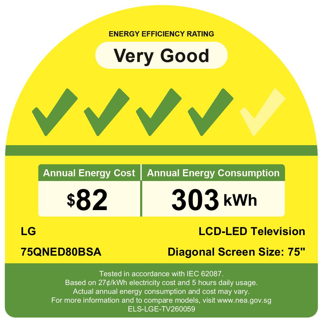 LG 75QNED80BSA.ATC  4K QNED evo Smart TV(75 Inch)Energy Efficiency Class 4)