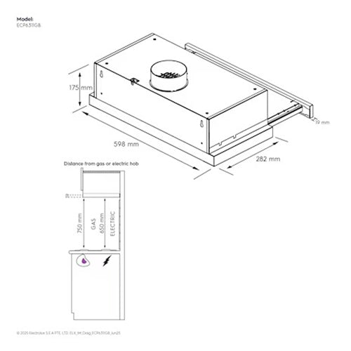 ELECTROLUX ECP6311GB pull-out extractor hood(60CM)