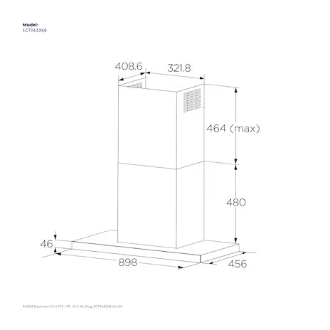 ELECTROLUX ECT9633KB chimney extractor hood(90CM)