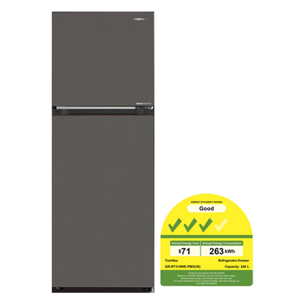 TOSHIBA GR-RT310WE-PMX(50) 2 DOOR FRIDGE (240L)(Energy Efficiency Class 3)