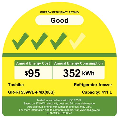 TOSHIBA GR-RT559WE-PMX(06S) TOP MOUNTED REFRIGERATOR(411L)(ENERGY EFFICIENCY CLASS 3)