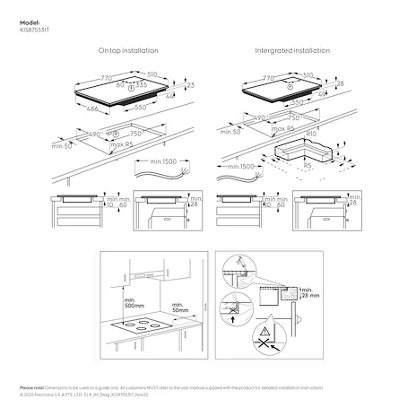 ELECTROLUX KIS87553IT 5 Zone Built-In Induction Hob(80CM)