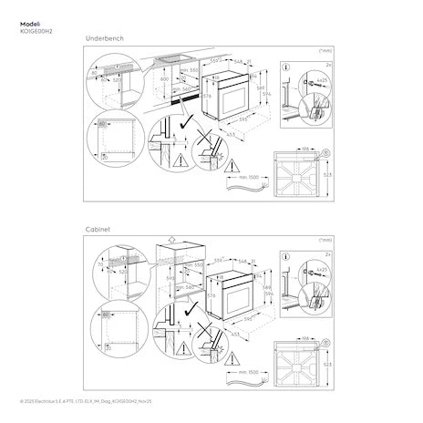 ELECTROLUX KOIGE00H2 built-in single oven(72L)