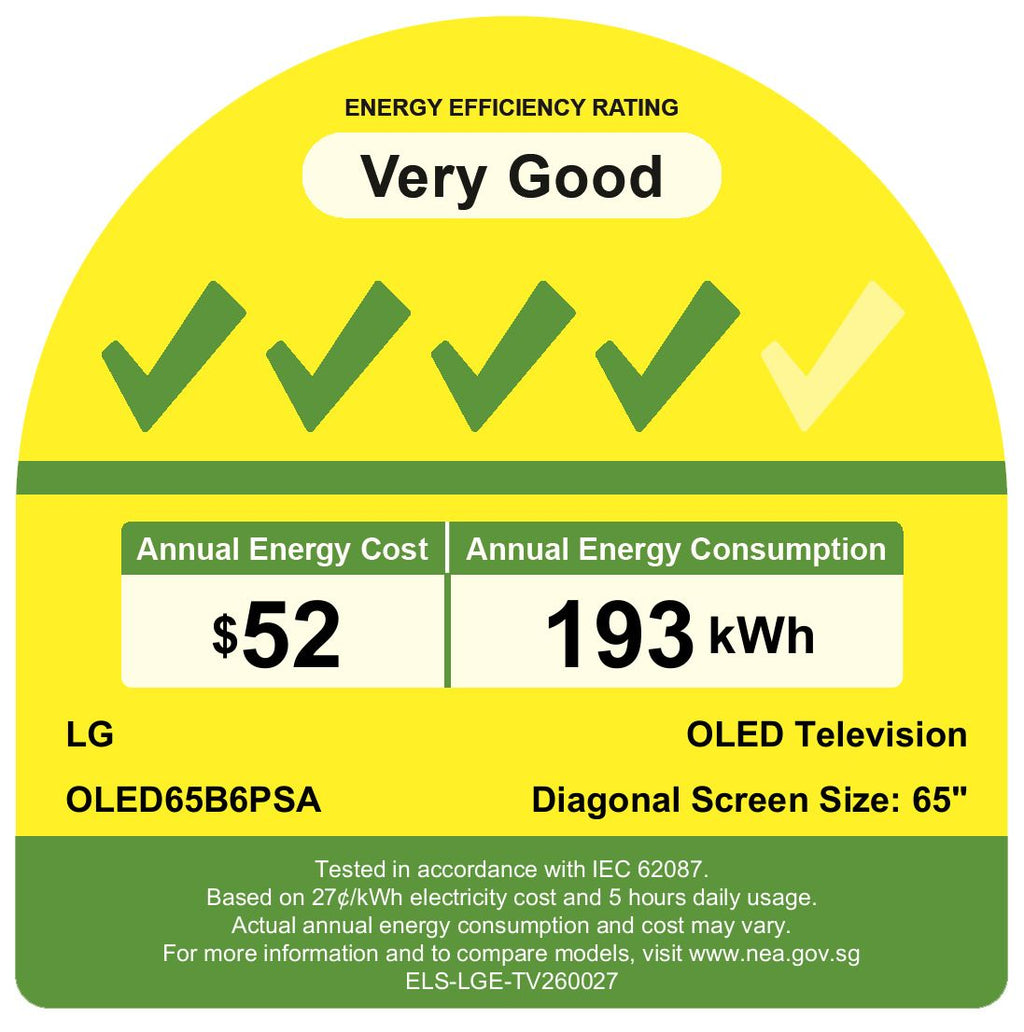 LG OLED65B6PSA.ATC OLED 4K SMART TV(65INCH)(Energy Efficiency Class 4)
