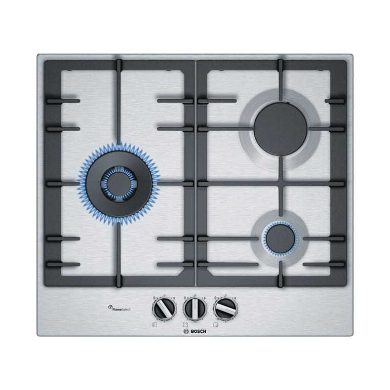 BOSCH PCC6A5B90K 3 BURNER GAS HOB STAINLESS STEEL (60CM)