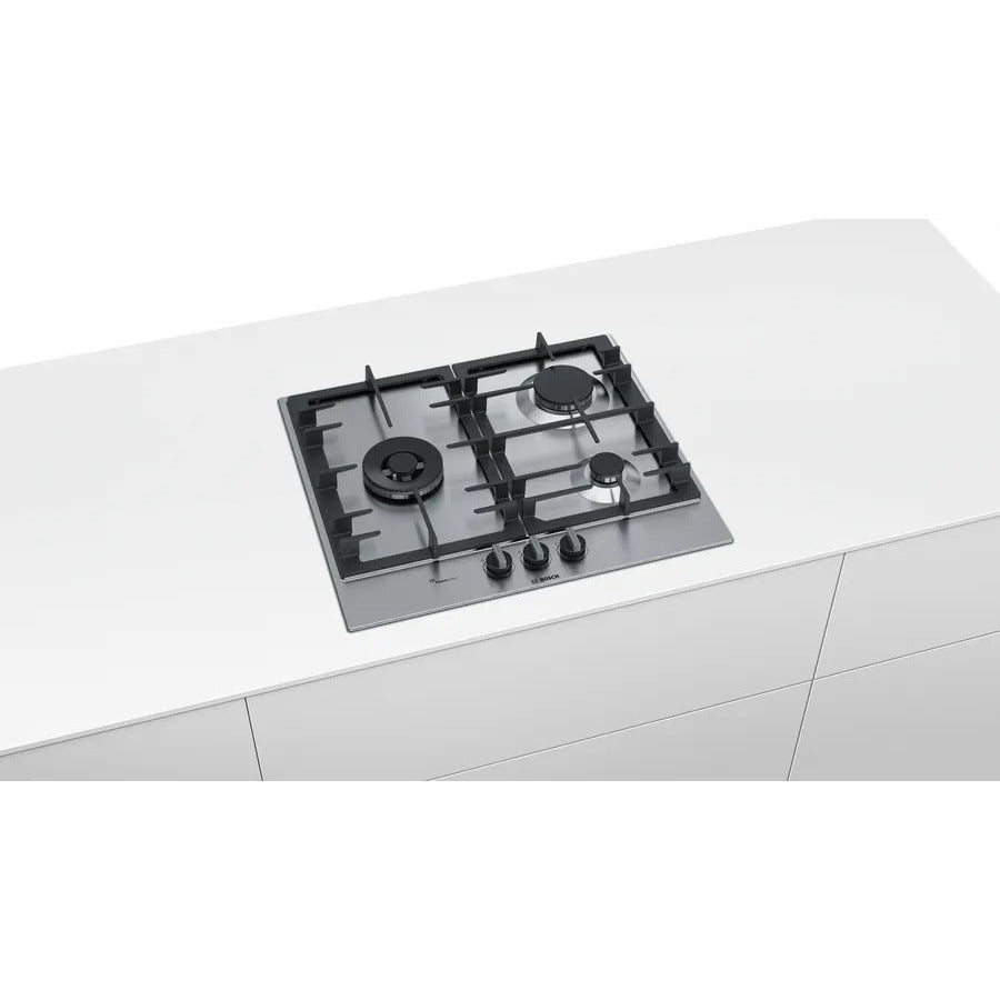 BOSCH PCC6A5B90K 3 BURNER GAS HOB STAINLESS STEEL (60CM)