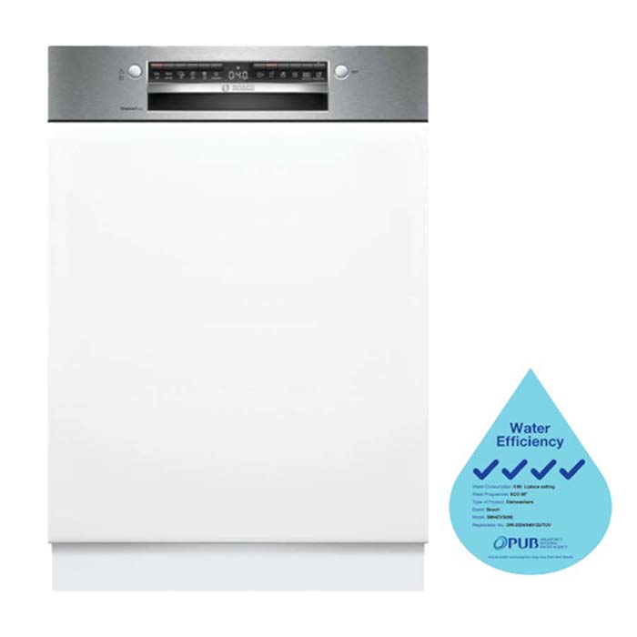 BOSCH SMI4EVS08E SEMI-INTEGRATED DISHWASHER(60CM)(Front panel NOT included)(Water Efficiency Class 4)