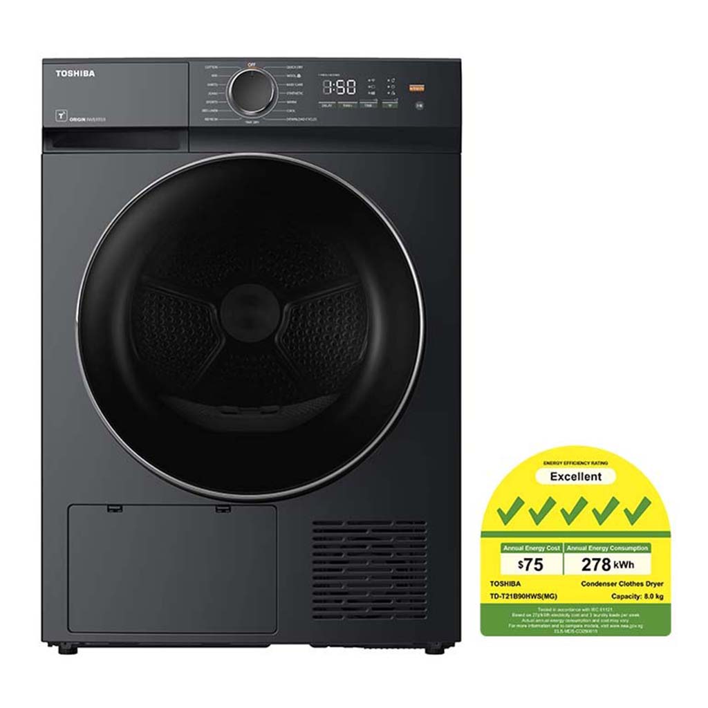 TOSHIBA TD-T21B90HWS(MG) Heat pump dryer(8KG)ENERGY EFFICIENCY CLASS 5)