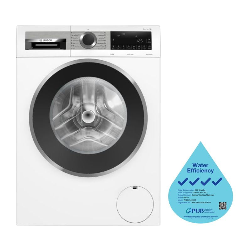 BOSCH WGG25400SG front load Washing machine(10KG)(Water Efficiency Class 4)