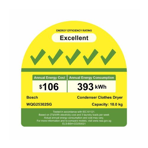 BOSCH WQG25302SG Heat pump tumble dryer (10kg)(Energy Efficiency 5 Ticks)