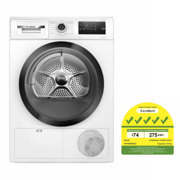 BOSCH WTH85008SG Heat pump tumble dryer (8 kg)(Energy Efficiency: 5 Ticks)