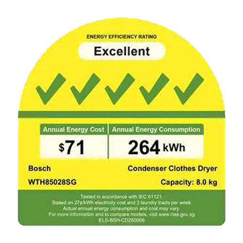 BOSCH WTH85028SG Heat pump tumble dryer(8kg)(Energy Efficiency Class 5)
