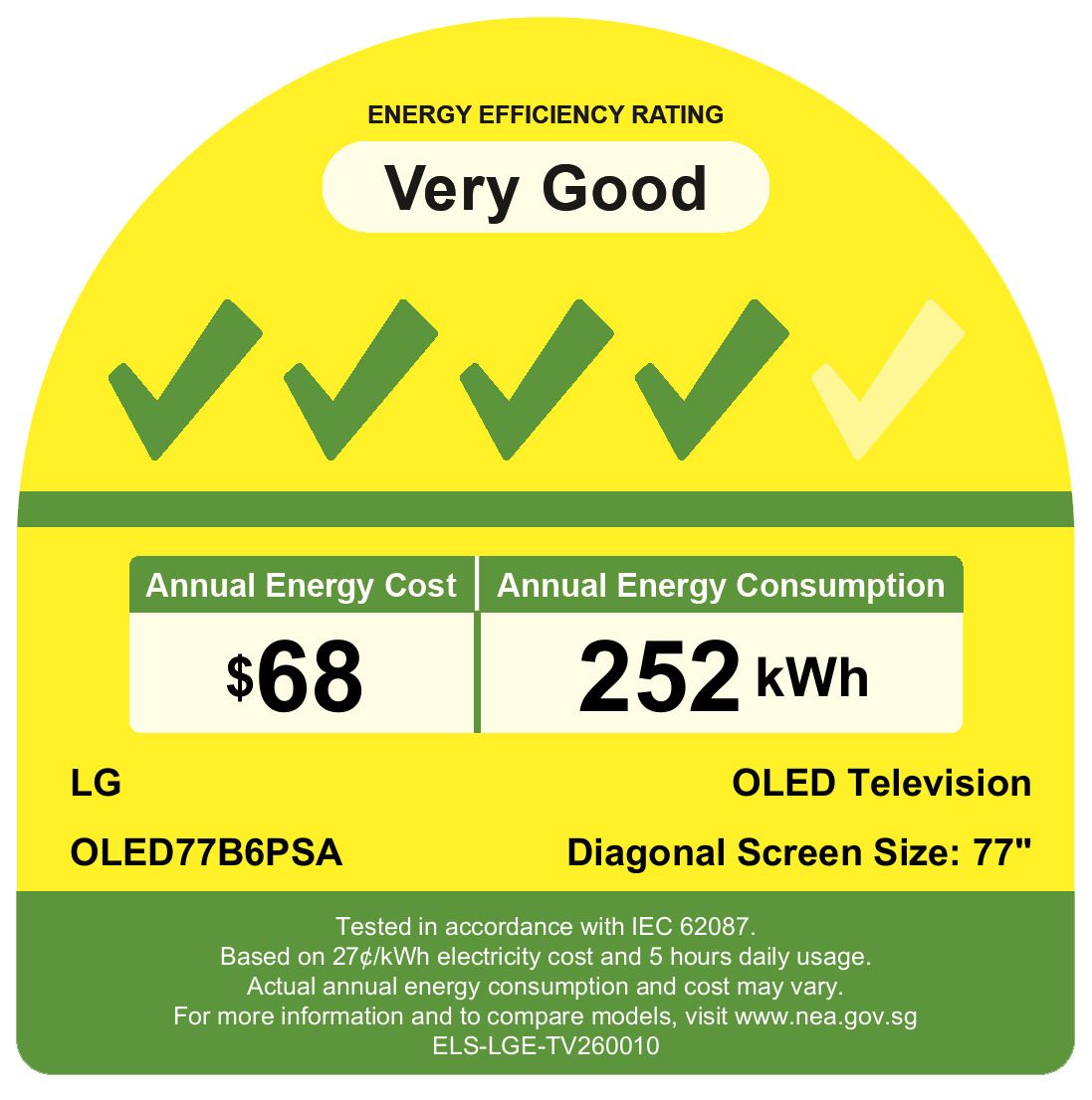 LG OLED77B6PSA.ATC OLED 4K SMART TV(77INCH)(Energy Efficiency Class 4)