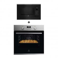 (Bundle) ELECTROLUX KOH3H00BX built-in single oven(65L) + EMSB25XC built-in combination microwave oven(25L)